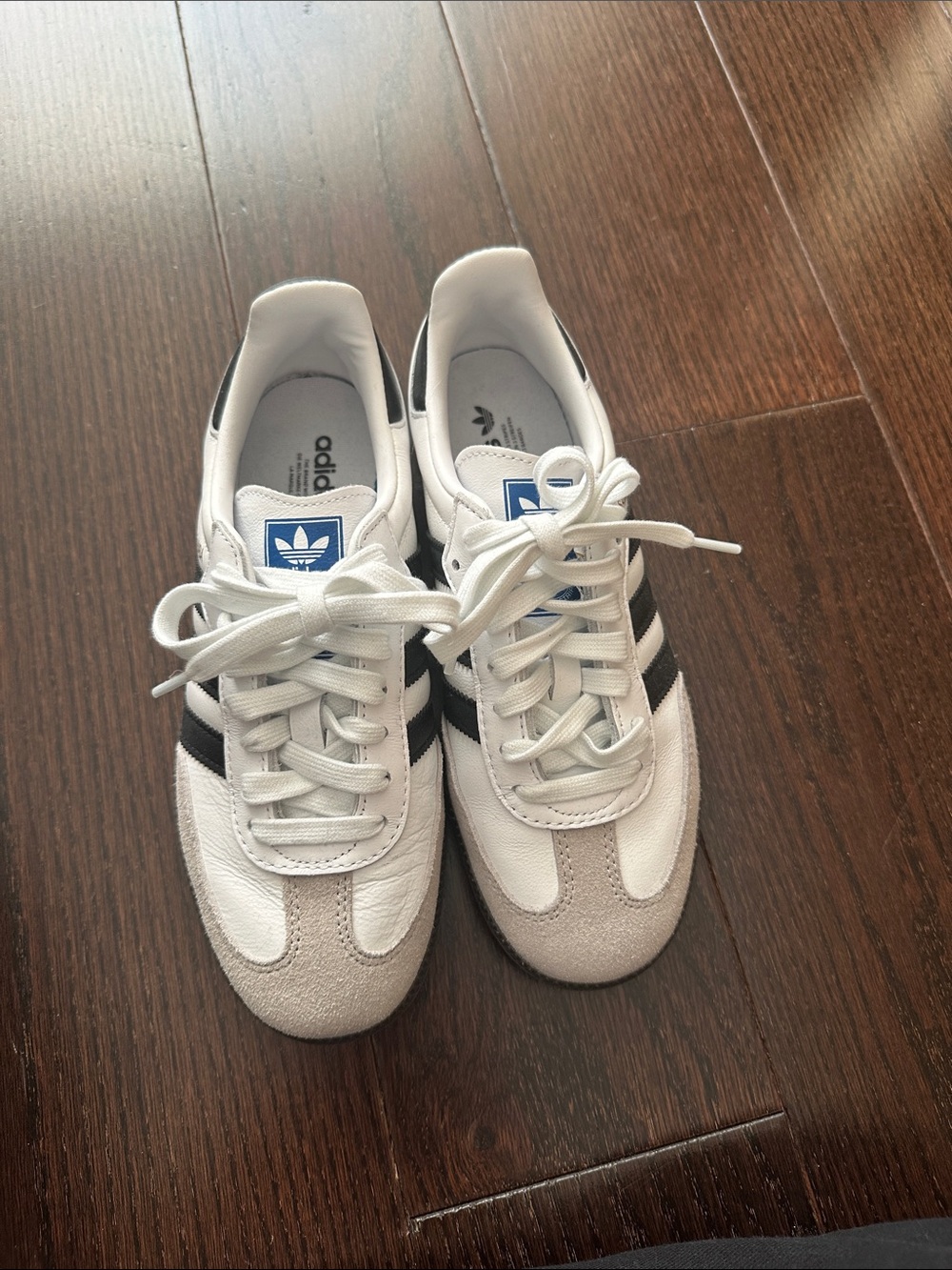 adidas White samba Sneakers with Black Stripes